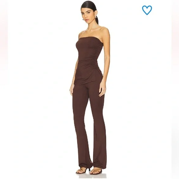 Superdown annalise pants set Chocolate Brown top outfit Revolve New M - Picture 2 of 8